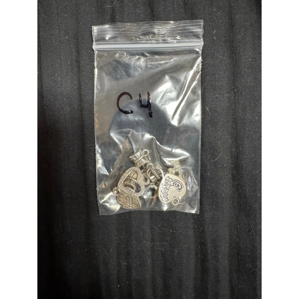 Set of 5 Silver Heart / Love themed Charms for Bracelet / Necklaces